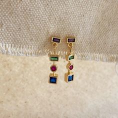 Colors: Emerald, Amethyst, Ruby, Blue Sapphire Hypoallergenic Waterproof Handcrafted in Brazil Waterproof Jewelry, Dangling Earrings, Mild Soap, Precious Metals, Geometric Shapes, Blue Sapphire, Gold Filled, 1 Inch, Cubic Zirconia