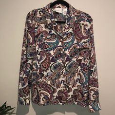 New Without Tags! Alfred Dunner Long Sleeve Paisley Blouse. 100% Polyester. Very Soft Top. White Buttons On Button Down, Collar Top. Very Comfortable And Colorful Fun Top. Fitted Button-up Paisley Print Blouse, Classic Paisley Print Tops For Fall, Patterned Paisley Print Button-up Blouse, Patterned Paisley Print Button-up Top, Paisley Print Patterned Tops For Work, Classic Paisley Print Button-up Tops, Classic Button-up Top With Paisley Print, Classic Patterned Top With Paisley Print, Classic Patterned Tops With Paisley Print