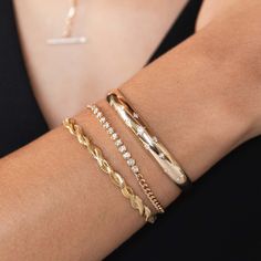 14k gold small hollow domed band cuff bracelet with star set round diamonds in graduating sizes scattered in the bracelet Curb Chain Bracelet, Wrist Jewelry, Luxury Bracelet, Luxe Jewelry, Heavy Chain, Snake Chain Bracelets, Bezel Diamond, Diamond Bracelets, Jewelry Inspo