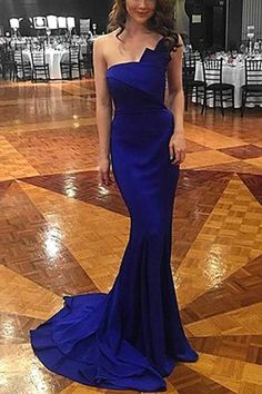 Elegant Royal Blue One Shoulder Backless Mermaid Prom Dress Backless Mermaid Prom Dresses, Prom Dresses Strapless, Blue Mermaid Prom Dress, Prom Dress With Train, Sweep Train Prom Dress, Prom Dresses Elegant, Blue Strapless Dress, Royal Blue Prom Dresses, Strapless Prom Dresses