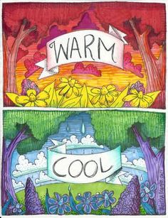 two pictures with the words warm and cold on them