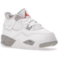 Nike Air Jordan 4 Retro TD ‘White Oreo’ - BQ7670-100 Colorway -WHITE/FIRE RED-TECH GREY-BLACK Toddler/Baby - Size 4C NEW WITH BOX Product Description The Air Jordan 4 Retro White Oreo (2021) (TD) is the toddler sizing of the Summer 2021 Air Jordan 4 release in a ‘White Oreo’ colorway. This sneaker features a white tumbled leather upper with hits of Tech Grey on the speckled eyelets, heel branding, and inner liner. Other upper details include Fire Red Jumpman branding on the tongue, white laces, and the signature netting on the tongue and quarter panel. Rounding out the design is a Tech Grey midsole with black speckles and a white/grey treaded outsole. White Low-top Air Jordan 4 Breathable, White Breathable Air Jordan 4 Low-top, White Low-top Breathable Air Jordan 4, White Breathable Low-top Air Jordan 4, White Air Jordan 4 Sport Shoes, White Sporty Air Jordan 4 For Sports, Sporty White Air Jordan 4 For Casual Wear, Casual White Air Jordan 4 For Streetwear, White Air Jordan 4 Sporty Breathable