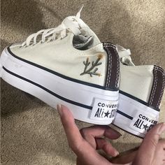 New Converse Platform Custom, There Is No Second Pair. Only Worn Once As The Bottom Is Very Clean. Can Show Receipt If Asked. Size 6w, 23-25cm. Converse Platform High Top, Converse Cream, All Star Lugged, Converse Run Star Hike, Run Star Hike, Converse Run Star, Platform Converse, New Converse