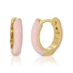 Designed to be the perfect ear candy, our No Bad Days Pink Huggies offer a pop of color to your ear. Small hoops hug close to the ear and make for a perfect earring to pair with your other favorite earrings. Color- Pink and gold. Pink enamel. 14K gold plating over brass. 10.5mm hoop diameter. Memorable Jewelry, Pandora Bracelet Charms Ideas, Pandora Jewelry Charms, Preppy Jewelry, No Bad Days, Necklace Chain Lengths, Ear Candy, Jewelry Lookbook, Pink Enamel