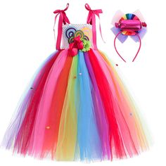 PRICES MAY VARY. Material: Polyester, Spandex,soft and comfortable Package includes: candy Dress, headband,the recommended age : over 3 Years old Occasions: Suitable for Halloween, birthday parties, photo shoots, role-playing, Christmas, Easter, carnival, dance, school performance, daily wear, wedding party, holiday party, carnival, First Communion, ceremony, baptism, pageant etc. unique design:Sweet candy dress, the top with lollipop, flower and bowknot detailing, vibrant rainbow tulle, decor w Lollipop Costume, Purim Festival, Girls Halloween Party, Lollipop Girl, Princess Tutu Dresses, Happy Purim, Halloween Princess, Baby Costumes Girl, Tulle Tutu Dress