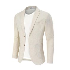 This linen suit made of hight quality cotton linen fabric, which is lightweight, breathable, soft and durable. Professional suit fabric and exquisite tailoring keeps this blazer sharp. This casual sport coat with notch lapel, regular fit, two button closure, left chest real pocket, two real side pockets, inside a real pocket, light shoulder pad. Finished by excellent stitching, this sport coat blazer has a linen texture specially designed for western men, will really make you minimalistic, elega Single Breasted Cotton Suit For Business Casual, Business Casual Single Breasted Cotton Suit, Single-breasted Cotton Suit For Business Casual, Business Casual Single-breasted Cotton Suit, Casual Spring Suits With Single Button, Spring Casual Suits With Single Button, Spring Business Sport Coat Button-up, Single Button Cotton Business Suit, Cotton Single Button Business Suits