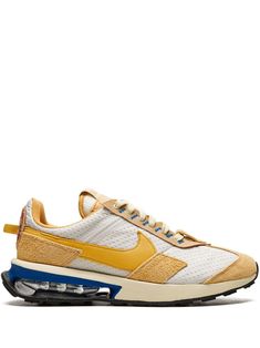 Air Max Pre-Day low-top sneakers from NIKE featuring white, yellow, leather, signature Swoosh logo detail, contrasting panel detail, branded insole, round toe, front lace-up fastening, logo patch at the tongue, branded insole and rubber sole with Max Air cushioning. These styles are supplied by a premium sneaker marketplace. Stocking only the most sought-after footwear, they source and curate some of the most hard to find sneakers from around the world.. | Nike Air Max Pre-Day low-top sneakers Air Max Pre Day, Jogging Shoes, Nike T, Mens Nike Shoes, Swoosh Logo, Yellow Leather, Sneakers Men Fashion, Brooks Sneaker, Sneakers White