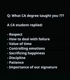 a black background with the words what ca degree taught you?