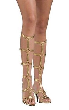 GODDESS SANDALS No goddess would be complete without her roman inspired shoes. Look heavenly when you step out in these gold high heeled sandals. Costume Includes : One pair of golden, knee high, open toe high heel sandals Care Instructions: Hand wash. Line Dry. Cold water. No bleach. Sizing Select your size from the drop down box at the top of the page Click on the button below for the sizing chart Our costumes come with the items listed in the. Gold Ankle Wrap Sandals For Party, Elegant Gold Ankle Wrap Sandals, Gold Open Heel Sandals For Galas, Gold Ankle Strap Sandals For Galas, Glamorous Summer Heels For Galas, Gold High Heel Sandals For Galas, Elegant Gold Sandals For Festivals, Gold Closed Toe Sandals For Galas, Glamorous Summer Sandals For Galas