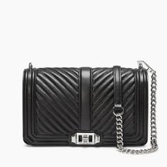 Rebecca Minkoff Quilted Purse Black Luxe Rectangular Bag, Luxe Black Rectangular Bag, Black Luxe Rectangular Shoulder Bag, Luxury Black Rectangular Shoulder Bag, Luxe Black Shoulder Bag For Everyday Use, Luxe Black Bags With Gold-tone Hardware, Black Luxe Bag For Formal Occasions, Luxury Black Bags With Gold-tone Hardware, Quilted Purses