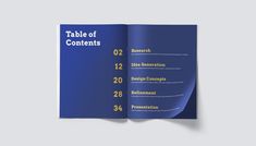 the table of contents is shown in this brochure