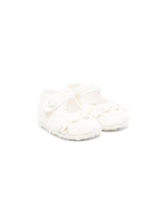 ivory white bouclé construction metallic threading round toe branded leather insole satin lining flat sole side button fastening White Slippers With Textured Sole And Round Toe, White Closed Toe Slippers With Soft Sole, White Slippers With Branded Insole And Round Toe, Dress With Jean Jacket, Baby Boy Accessories, Gucci Kids, Dolce And Gabbana Kids, Kids Jordans, Boys Accessories