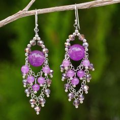 Purple quartz chandelier earrings, 'Brilliant Meteor' Quartz Chandelier, Beaded Chandelier Earrings, Beaded Earrings Tutorials, Purple Quartz, Purple Beaded, Beaded Chandelier, Beaded Earrings Patterns, Purple Earrings, Earring Tutorial