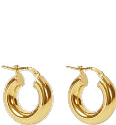 Classic Plated Hoop Earrings, Yellow Gold Plated Small Hoop Earrings, Small Yellow Gold Plated Hoop Earrings, Tube Hoop Earrings, Dillard's, Gold Plated Sterling Silver, Gold Earrings, Clothing Accessories, Gold Plate