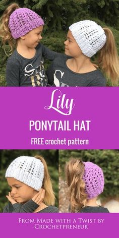 Ponytail Hat Crochet, Ponytail Hats, Messy Bun Hat Crochet, Crochet Messy Bun