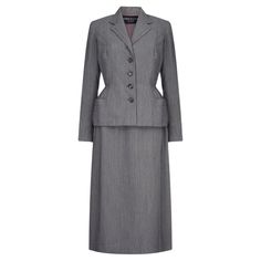 Balmain Haute Couture, Bar Jacket, Grey Bar, Style Français, Back Skirt, Lilac Grey, Jacket Suit, Pierre Balmain, Suit Set