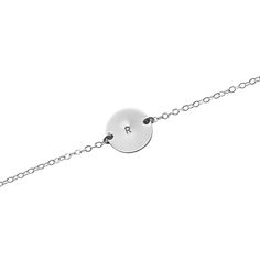 "This personalised silver disc 'Initial This' bracelet is a dainty delight, featuring a small silver disc suspended between strands of delicate sterling silver chain. The silver disc can be customised for you with 3 initials (in upper or lower case). PERSONALISATION: > Enter your customisation request in the 'note' field on the checkout page. > Maximum of 3 initials/numbers/symbols. > Upper and lowercase available (specify exactly how you want the personalisation to appear). > Heart Dainty Delight, Numbers Symbols, Customised Bracelets, Bracelet Dainty, Lower Case, Personalized Bracelets, Sterling Silver Chain, Charm Bracelets, Sterling Silver Chains