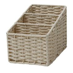 an empty wicker basket on a white background