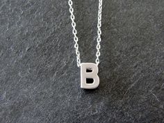 Personalized Initial Letter B Necklace Silver Initial | Etsy Letter B Necklace, B Necklace, Initial Necklace Silver, Initial Necklaces, Necklaces Silver, Necklace Simple, Letter B, Personalized Initials, Initial Letter