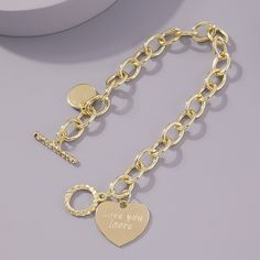 Gold Fashionable   Alloy  Link    Jewelry Link Jewelry, Tiffany Heart, Trendy Fashion Women, Heart Charm Bracelet, First Order, Heart Charm, Fashion Clothes Women, Gold Necklace, Charm Bracelet