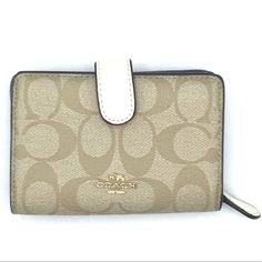 Khaki Wallet With Spots For Credit Cards And Drivers License. Snap Closure With Zippered Coin Spot. Gold Toned Signature Coach Emblem. A Great Addition To Your Collection. Coach Legacy, Coach Poppy, Checkbook Wallet, Blue Wallet, Coach Wallet, Coin Purse Wallet, Checkbook Cover, Small Clutch, Signature Canvas