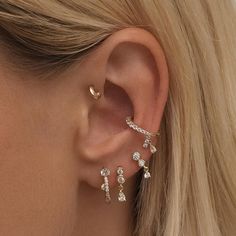 Now here's a piercing to fit right into your collection. Hugh's vintage-inspired design, with claw crystal and pear-shaped drop charm, is designed to elevate your ear stack. Plays well with others for you to mix and match with all your favorite earrings. Created for you in solid 14 karat gold, you'll want to wear this fine piercing always, even when swimming or in the shower. Stud Piercing, Ear Party, Luxe Jewelry, Silver Ear Cuff, Demi Fine Jewelry, Ruby Jewelry, Emerald Earrings, Rose Gold Jewelry, Fine Earrings