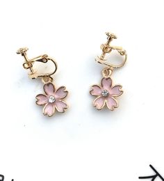 Sakura Pearl Earrings PN0413 – Pennycrafts Flower-shaped Clip-on Jewelry Gift, Pink Flower Metal Earrings, Pink Flower-shaped Metal Earrings, Pink Clip-on Earrings As Gift, Pink Clip-on Flower Earrings For Gift, Pink Nickel-free Drop Clip-on Earrings, Nickel-free Pink Drop Clip-on Earrings, Pink Metal Flower Earrings For Gift, Nickel Free Pink Drop Clip-on Earrings