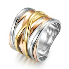 PRICES MAY VARY. Fashion crossover intertwined design statement band rings for women Rings Width: 15mm, Weight: 7g, Colors: gold, silver, rose-gold, tri-color Made of 316L surgical steel which is Nickel Free and Allergy-Free, hypoallergenic, comfortable for your sensitive skin. Perfect gift for Birthday, Anniversary, Christmas, Valentine's Day, Thanksgiving Day, Wedding, Party, Celebration, Holiday etc. Comes with a delicate jewelry pouch, perfect gift for you and your loved ones. A Nice Day Sta Index Finger Rings For Women, Soft Gift, Index Finger Rings, Women Costume, Index Finger, Ring Fashion, Female Girl, Cross Ring, Finger Rings