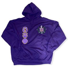 Omega Psi Phi Embroidered Hoodie| Perfect Gift | 8 oz. Poly/Cotton blend Double lined hood for added warmth with matching drawstring Pouch pocket for extra carry Double needle cuffs and waistband for extra durability and for a softer feel True to size We offer sizes Small - 3XL Order Processing/Shipment Please allow 3 - 5 business days for order processing/shipment. Refund/Exchange Policy We want you to love the product(s) you purchase. We gladly accept exchanges on unused/unworn products within Omega Psi Phi, Neck Gaiters, Medium Purple, Embroidered Hoodie, Drawstring Pouch, Pocket Pouch, Cotton Blend, Pouch, Perfect Gift