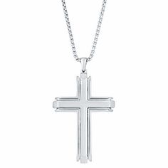 Features: Religious Jewelry, Quick ShipJewelry Closure: Lobster ClaspLink Construction: SolidShape: CrossMetal Color: WhiteChain Length: 24 InchChain Width: 2 MillimetersPendant Length: 56mmPendant Width: 32mmMetal: Stainless SteelChain Construction: BoxCare: Wipe CleanNecklace Type: Pendant NecklacesCountry of Origin: Imported Silver Cross Pendant Necklace With Box Chain, White Gold Cross Necklace With Box Chain, Sterling Silver Cross Box Chain Necklace, Stainless Steel Cross Pendant Necklace With Box Chain, White Gold Necklaces With Box Chain And Cross Pendant, White Gold Necklace With Cross Pendant And Box Chain, White Gold Necklace With Box Chain And Cross Pendant, White Gold Cross Pendant Necklace With Box Chain, Sterling Silver Crucifix Necklace With Box Chain