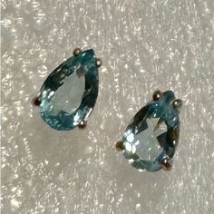 These Earrings Are Pear Shape, Sky Blue Topaz As Far As I Can Recall. (It’s Possible They’re Aquamarine). 14k Gold Settings. Sky Blue Topaz, Pear Shape, Pear Shaped, Blue Gold, Blue Topaz, Aquamarine, Sky Blue, Topaz, Pear