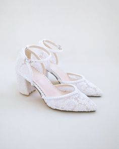 White Bridal Lace Block Heel with Mini Pearls Comfortable Bridal Shoes, Shoes For Brides, Lace Wedding Shoes, Lace Bridal Shoes, Bridal Shoes Low Heel, Wedding Shoes Low Heel, Wedding Shoes Lace, White Wedding Shoes, Wedding Shoes Heels