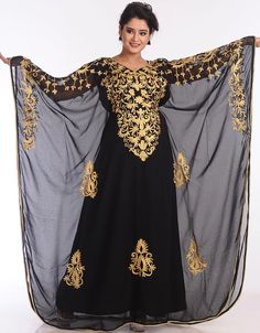 Chic Black Georgette Hand Zari Embroidery Farasha Farasha, Golden, Georgette, Handmade, Black, Black, Kaftans, XS, S, M, L, XL, 2XL, 3XL, 4XL, 5XL, 6XL, 7XL:Arabic Attire Kaftan Moroccan Caftan, Kaftan Gown, Zari Embroidery, Kaftan Style, Lehenga Style, Hooded Dress, Islamic Clothing, Zari Work, Hip Dress