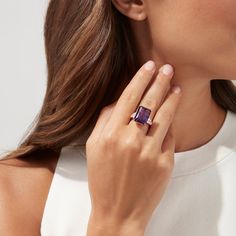 Effy 14K Rose Gold Amethyst and Diamond Cocktail Ring, 11.94 TCW Diamond Cocktail Ring, Diamond Cocktail Rings, Rose Gold Band, Cocktail Ring, Cocktail Rings, 18k Rose Gold, Gold Rose, Rings For Men, Amethyst