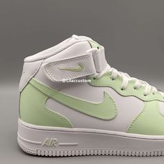 Experience the ultimate combination of style and comfort with our Nike Air Force 1 Light Green Custom. Crafted with precision and expertise, our custom design features a light green colorway that will elevate any outfit. Embrace the iconic Nike brand while feeling light on your feet. ★ Brand new with box ★ Each pair is unique and one of a kind ★ Each pair is personally handmade, painted with high quality Angelus. ★ Leather acrylic paint. Topped with a clear coat for extra protection. ★ Available Green Fade-resistant Custom Sneakers For Sports, Customizable Green Sneakers With Round Toe, Customizable Green Sneakers For Streetwear, Green Leather Mid-top Custom Sneakers, Custom Green High-top Sneakers, Green Leather Nike Air Force 1 For Sports, Green Leather Nike Air Force 1 With Round Toe, Sporty Green Custom Sneakers Fade-resistant, Sporty Green Custom Fade-resistant Sneakers