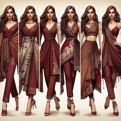 Indian Drapes Dresses, Indian Clothes Modern, Modern Saree Look, Saree Outfit Ideas, Saree Draping Styles Modern, Modern Saree Draping, Saree Sketch, Indian Outfits Modern, Classic Saree