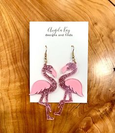 I love the shades of pink on these flamingos! Lightweight resin are perfect for Flamingo lovers! Approx 3.5" long and light as a feather! Glitter hats listed separately on my site! Flamingo Friday, Flamingo Jewelry, Flamingo Earrings, Summer Earrings, Summer Earring, Pink Glitter, Flamingo, Jewelry Earrings Dangle, Dangle Earrings