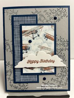 a birthday card with an airplane theme