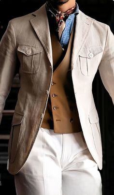 Summer Linen Men Safari Jacket Slim Fit Hunting Jacket British Style Slim Blazer | eBay Slim Blazer, Hunting Jacket, Linen Men, Safari Jacket, Summer Linen, Color Swatches, British Style, Custom Color, Hunting