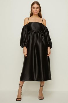 Style: Midi DressDesign: PlainLength: MidiSleeve Length: Strappy Rachel Stevens, Oasis Dress, Oasis Fashion, Belted Shirt Dress, Street Style Summer, Summer Fashion Outfits, High Fashion Street Style, Most Expensive, Satin Dress