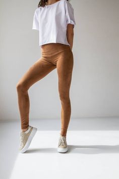 High Waist Leggings Stretch Casual Leggings for Women Faux Suede Beige Slim Pants - Etsy High Waist Brown Leggings For Fall, Casual Tight Brown Leggings, Light Brown Leggings Outfit, High Waist Brown Yoga Leggings, High Waist High Stretch Brown Leggings, Brown High Waist Yoga Leggings, High-waist High-stretch Brown Leggings, High Waist Fitted Brown Leggings, High-waist Fitted Brown Leggings