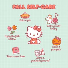 Hello Kitty Self Care, Fall Self Care, Bullet Journal Halloween, Pumpkin Reading, How To Become Happy, Practicing Self Love, Good Morning Gorgeous, Plant Based Skincare, Self Care Bullet Journal