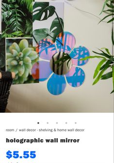 an advertisement for a wall decoration project with photos and plants on it, including a plant