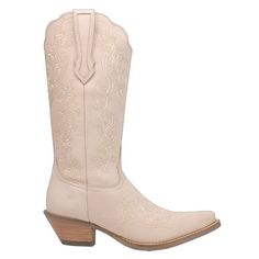 Playful and refreshing, the Flirty N' Fun boot from Dingo1969 should be an effortless and carefree pick. With its 13-inch height and detailed stitching, the slip-on Flirty N' Fun have an easygoing 2-inch heel and come in a variety of colors. Size: 9.  Color: Off-White.  Gender: female.  Age Group: adult. Tall Cowgirl Boots, Cowgirl Boots Square Toe, Corral Boots Womens, Cowboy Casual, Brown Winter Boots, Fun Embroidery, Boots Mid Calf, Western Boots Women, Wide Calf Boots