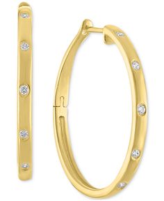 in stock 14k Gold Hoop Earrings With Diamond Accents, Macy's Yellow Gold Round Diamond Earrings, Yellow Gold Channel Set Round Hoop Earrings, Yellow Gold Channel Set Hoop Earrings, Macy's Yellow Gold Diamond Earrings With Accents, Macy's Diamond Hoop Jewelry, Macy's Hoop Diamond Jewelry, Macy's Hoop Earrings With Diamond Accents For Anniversary, Macy's Hoop Jewelry With Diamond Accents