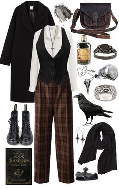 Dark Academia Punk Aesthetic, Dark Academia Punk Outfit, Edgar Allen Poe Inspired Outfit, Neovictorian Outfit, Punk Academia Aesthetic Outfit, Punk Corporate Fashion, Curvy Dark Academia Fashion, Dark Goth Academia, Goth Dark Academia Outfit