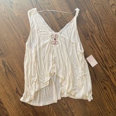 Brand New Beaded Floaty Tank From Free People. Brand New And Unworn. Beaded Tops For Vacation In Spring, Beaded Tops For Spring Vacation, Spring Vacation Beaded Tops, Summer White Beaded Top, White Beaded Top For Summer, Summer Beaded Beige Tops, Beaded Beige Tops For Summer, Summer Beige Beaded Tops, Casual Beaded Tops For Beach