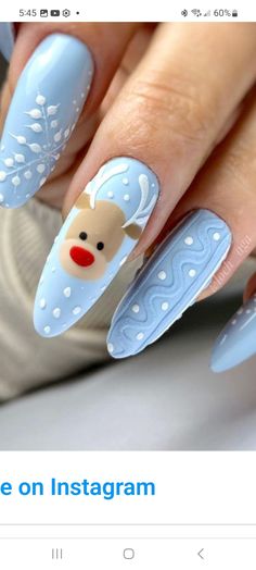 Blue Christmas Nails, Holiday Nail Designs, Winter Nail Designs, Winter Nail