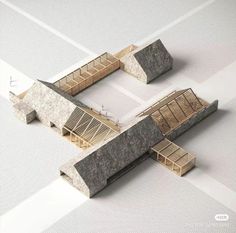 an architectural model of a building with stairs and windows