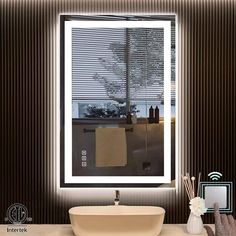 a bathroom with a sink, mirror and towel rack in it's center area